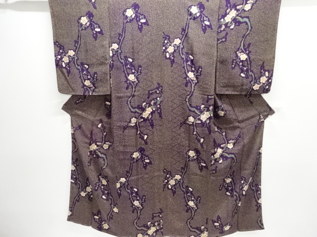 JAPANESE KIMONO / ANTIQUE KIMONO / TAISHO ROMAN STYLE / SILK / MON KINSHA / UME